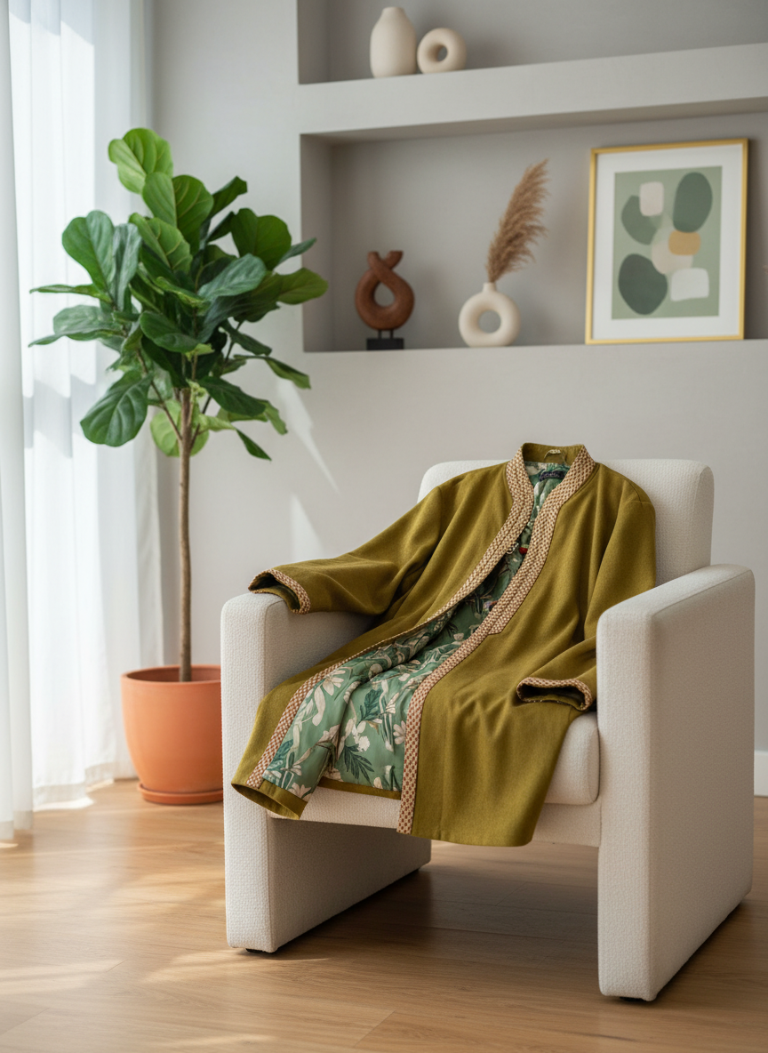 Manteau court Zahra in elegant setting