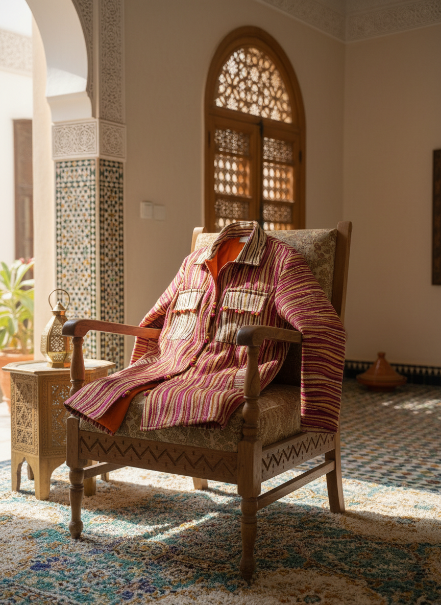 Veste courte rayonante Chams in elegant Moroccan setting